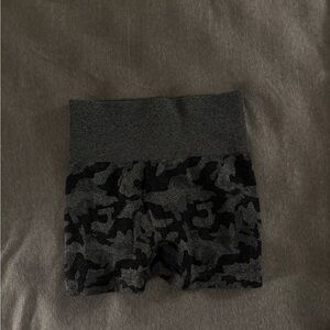 Gray and Black Camouflage Shorts